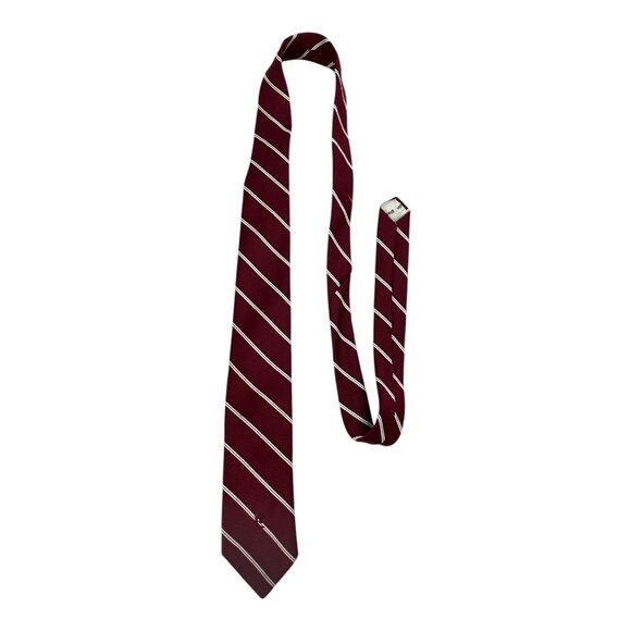 Pierre Cardin 1980s Burgundy Striped Necktie Men’s Vintage Polyester Tie - Picture 1 of 6